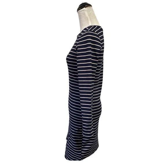 Iris Los Angeles Navy Striped Long Sleeve Tulip Hem Bodycon Dress Nautical M NWT - Picture 4 of 9